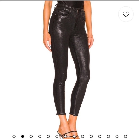 Free people] Black Leather effect distressed Jean - Picture 1 of 11